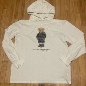 Polo Ralph Lauren Holiday Reindeer Bear Hoodie Sweatshirt Long Sleeve Large